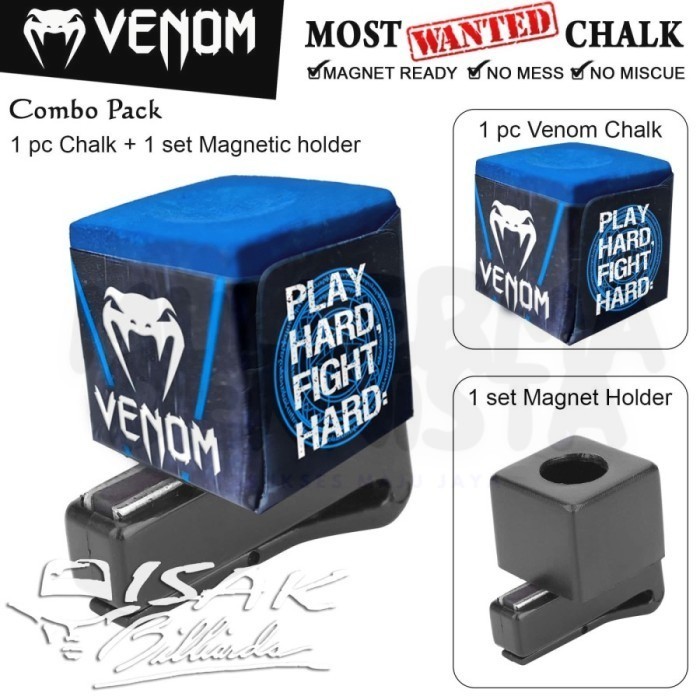 

Combo Pack #2 Venom Chalk & Magnet Holder - Billiard Chalks Kapur Cuk