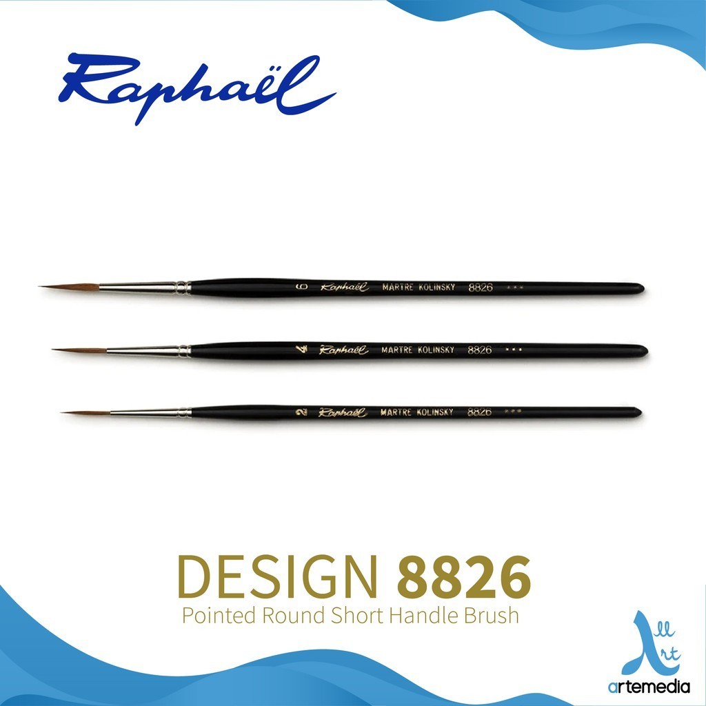 

Raphael 8826 Kuas Lukis Pointed Round Design Kolinsky Sable Brush Short Handle