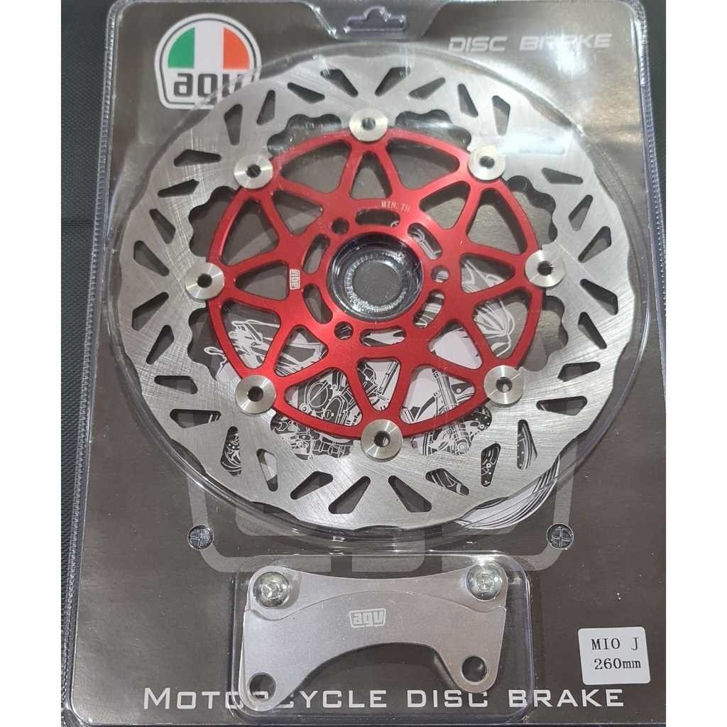 Disc Brake FLOATING AGV Original Piringan Cakram MIO J Variasi Lubang 3 plus Breket 260 mm Mio J 115