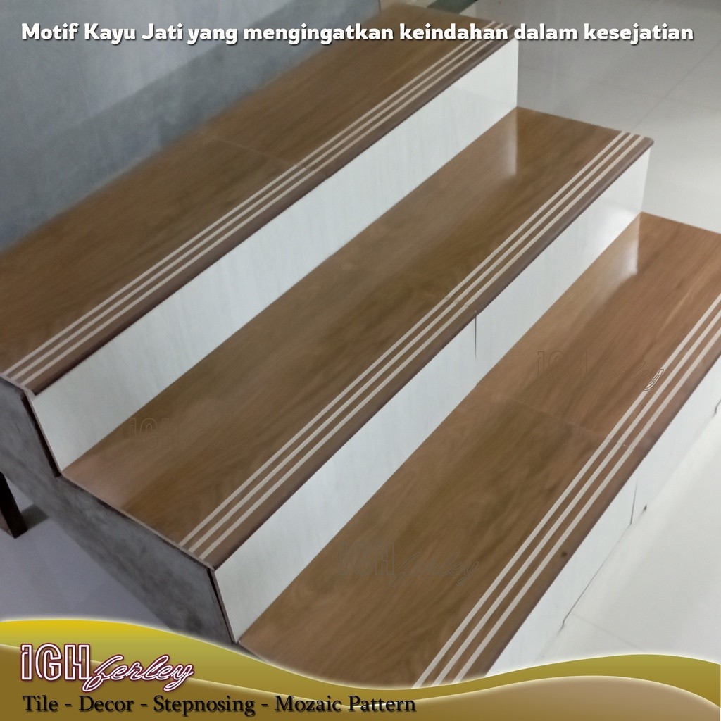 Stepnosing 30x60 cm Motif Kayu Jati Pijakan Tangga Granit Keren Mewah