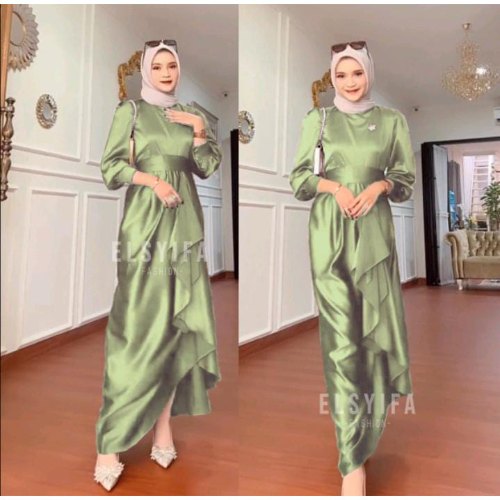 Baju Lebaran Kekinian Style Keren Murah Idul Fitri Terbaru bahan Bagus / Gamis Jusi Velvet Polos Dre