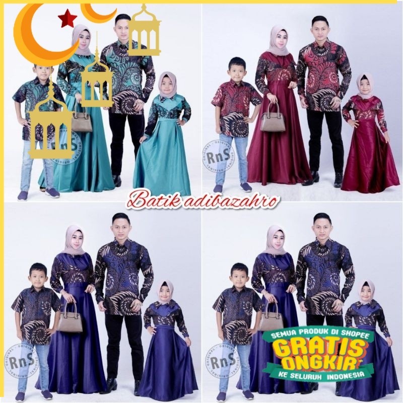 [ FREE HIJAB ] Batik couple keluarga modern terbaru set couple batik keluarga gamis jumbo velvet nav