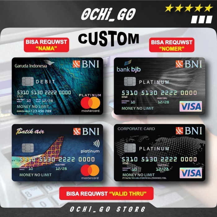Stiker Kartu Atm Garskin Skin Card Custom Bank BNI Prioritas Sticker Kartu Atm BNI | Bri | Mandiri |