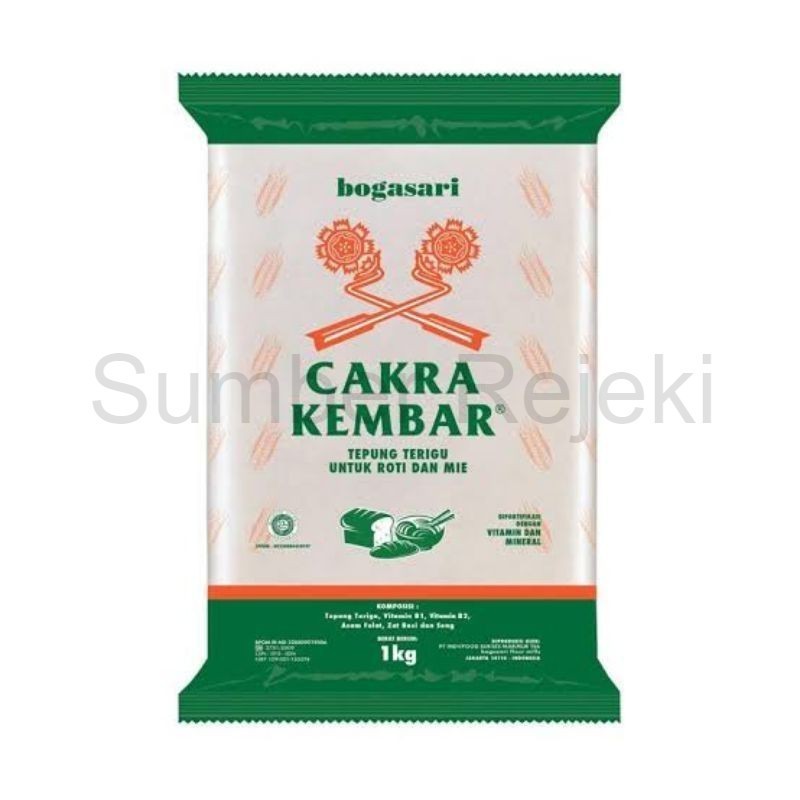 

TEPUNG TERIGU CAKRA KEMBAR BOGASARI 1KG | UNTUK ROTI DAN MIE