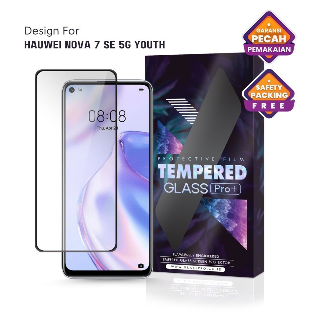 Premium Tempered Glass Huawei Nova 7 SE 5G Youth Full Cover - Anti Gores Kaca Screen Protector Scree