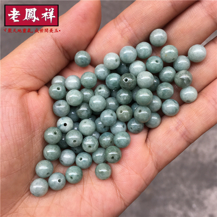 ((Harga 20 Buah) Jadeite A Barang Manik Bulat Hijau Minyak Manik Longgar DIY Perhiasan Kerajinan Aks