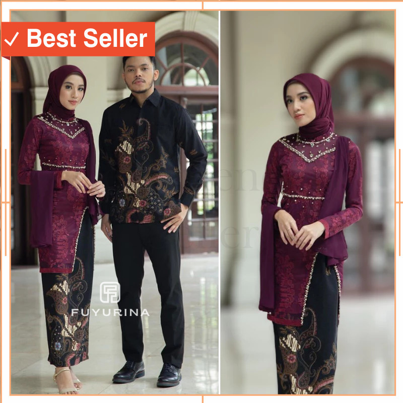 Baju Couple Batik Unik Lebaran Kekinian / Kebaya Couple Modern Batik Kebaya Wisuda Lamaran Tunangan 