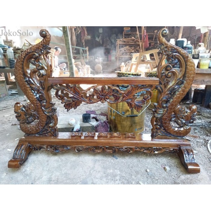 

termurah jagrak naga kembar isi 5 kkaarogan jati alus 3D finishingan b antik