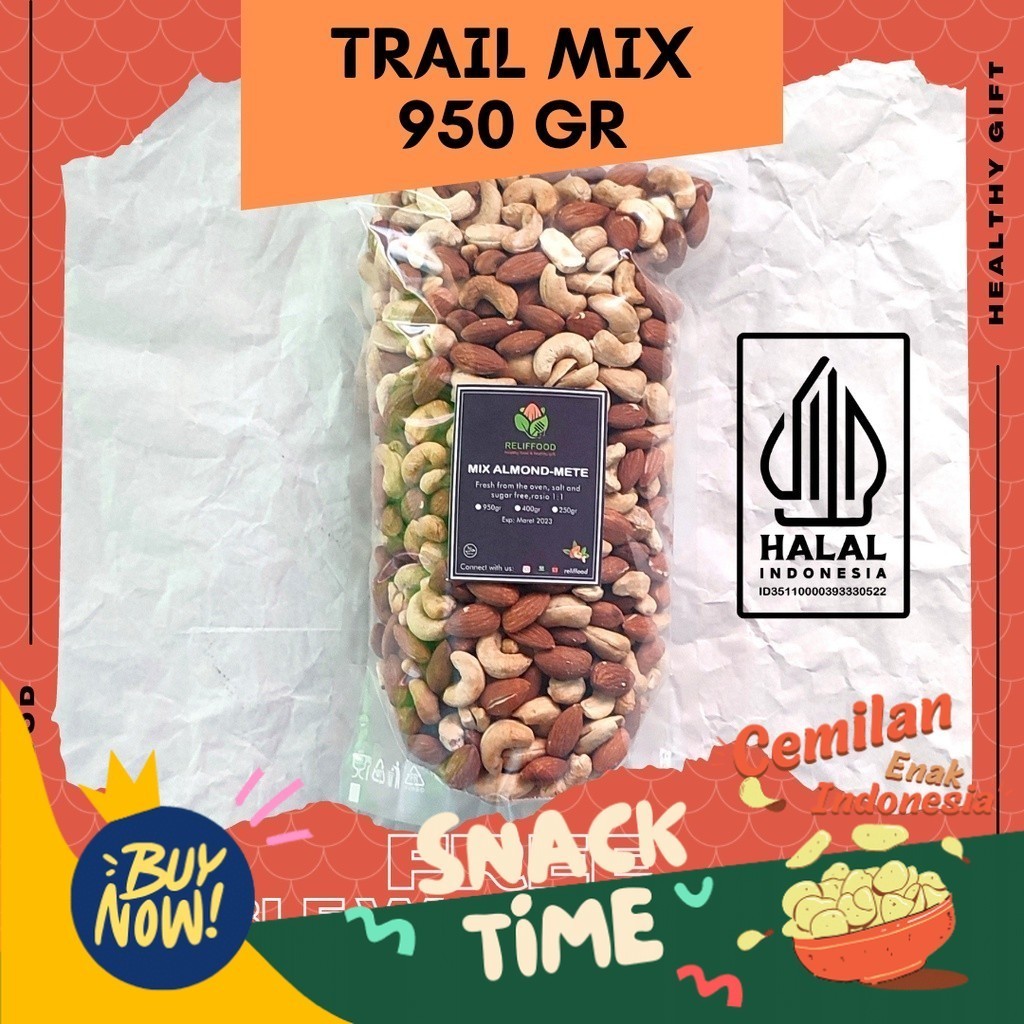 

Special Diskon TRAIL MIX KACANG ALMOND DAN METE MEDE PANGGANG 950 GRAM MIXED NUTS