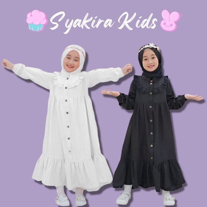 Gamis Putih Anak Perempuan Bahan Crinkle Airflow / Gamis Hitam Crinkle