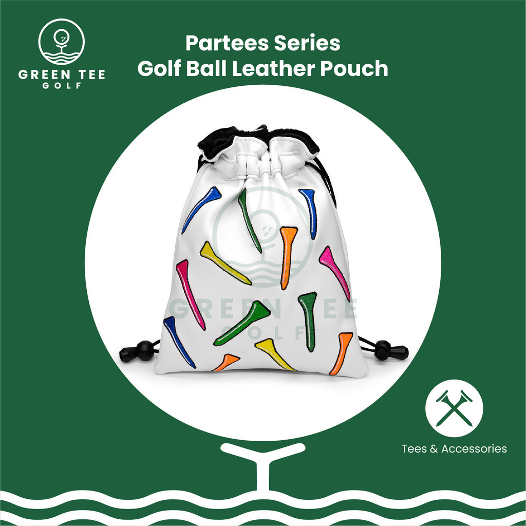 Partees Golf Ball Bag - Tas Bola Golf Kulit Leather Kantong Bola Golf Pouch