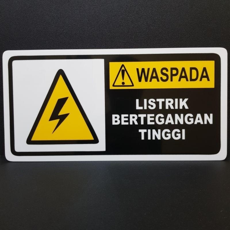

Acrylic sign label WASPADA LISTRIK BERTEGANGAN TINGGI / Papan peringatan / akrilik