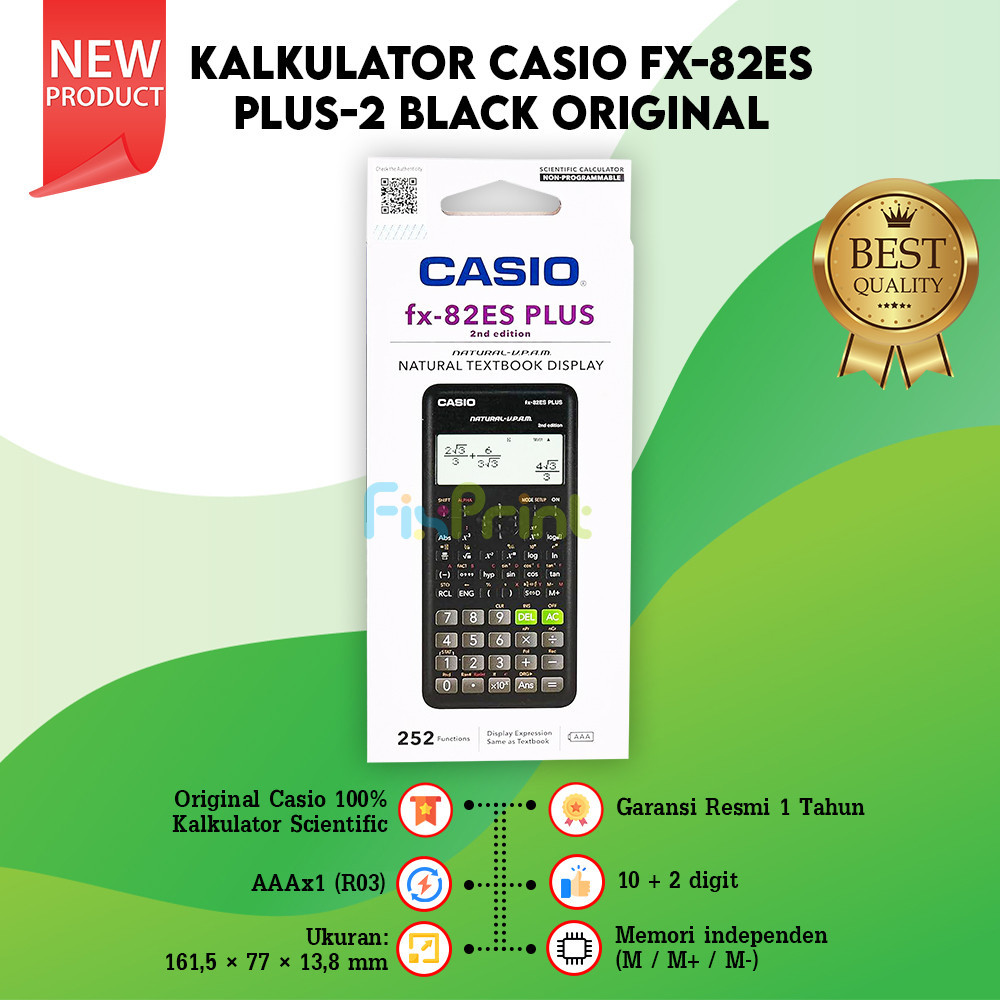 

Casio fx-82ES PLUS Calculator Scientific Kalkulator Ilmiah New Origina