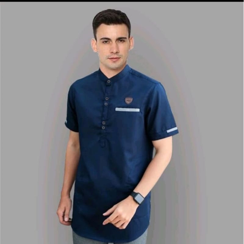 baju Koko kurta Pakistan terbaru biru navy