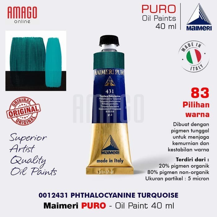 

Cat Minyak Lukis MAIMERI Puro - Oil Paint - Phthalocyanine Turquoise - 40ml - M0012431