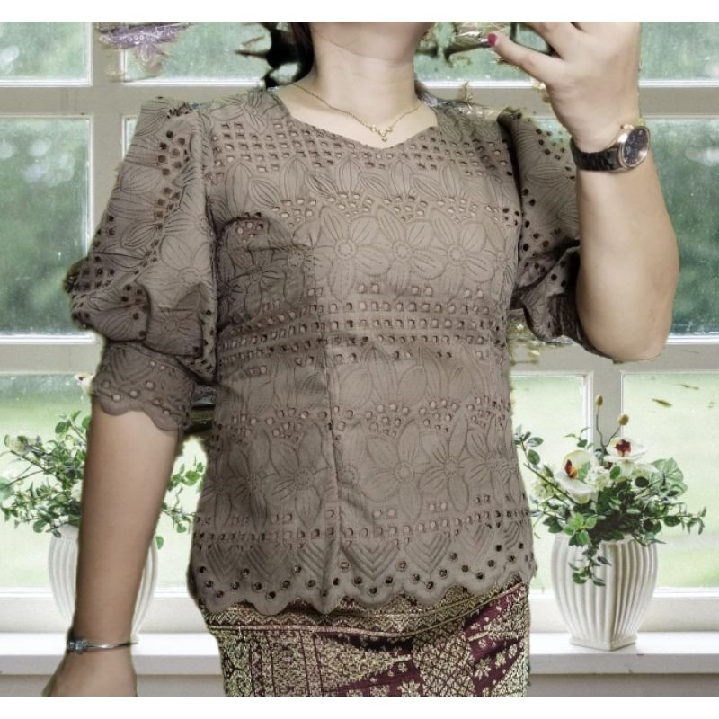 ATASAN BLUS KATUN BOLONG IMPORT TERBARU LENGAN BALON