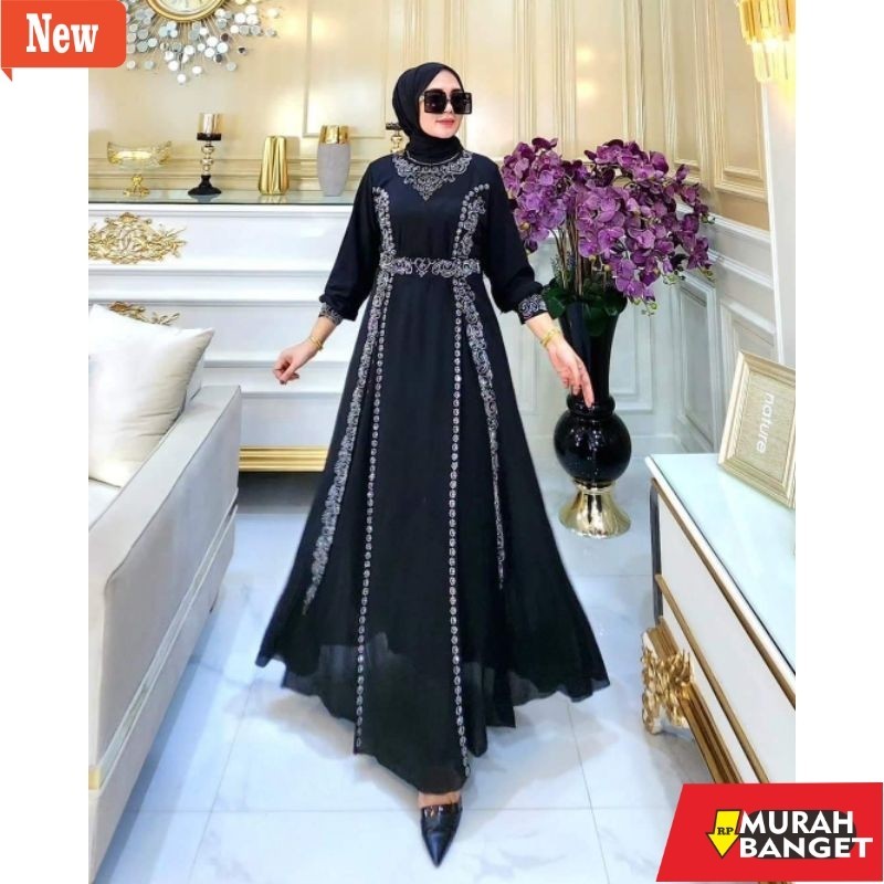 Baju lebaran ala Timur Tengah- Gamis Terbaru Violla Maxy Dress Muslim Baju Gamis kondangan Gamis Rem