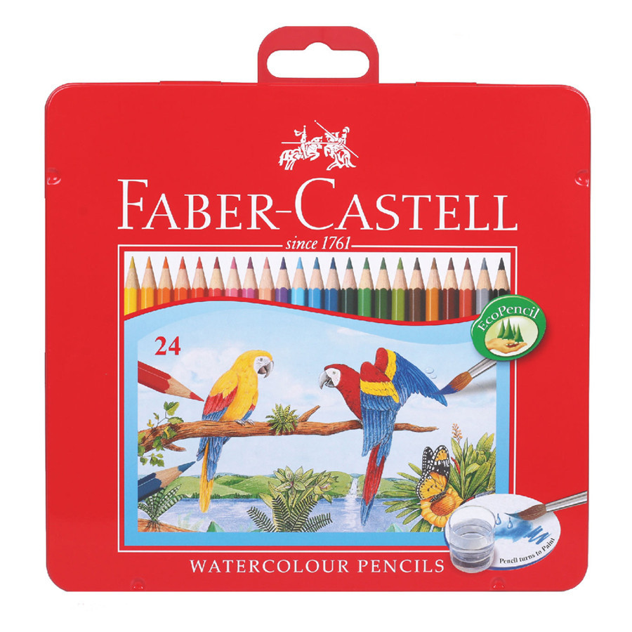 

(HASANS HOME)Faber-Castell Water Colour Pencils In Tin Case / Pensil Warna Faber Castell Isi 12 24 / Fc, Wtr Clr Pencil In Tin Case