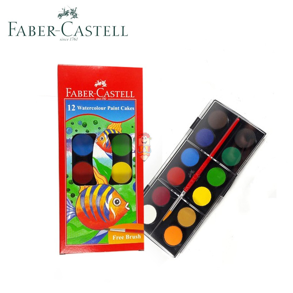 

(HASANS HOME)Faber-Castell Water Colour Paint Cake 12 / Cat Air Faber Castell 12 Warna / Fc Wtr Colour Paint Cake-125011