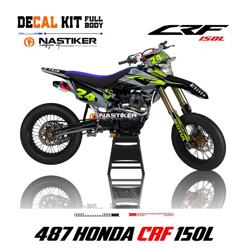 Decal Crf hitam list ABU2 stabilo Simpel Elegan / decal crf 150l hitam abuabu fullbody