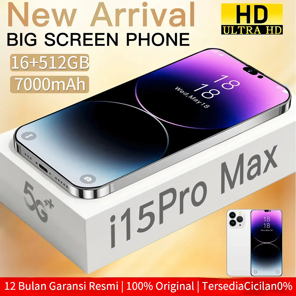 【Bisa COD】hp i15 Pro Max Handphone Asli 7.5Inci 16GB RAM+512GB ROM HD Kamera Dual SIM Dual 5G WiFi S