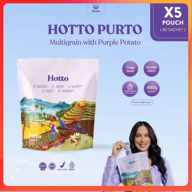 

5 POUCH Hotto Purto Multigrain with Purple Potato (80 Sachet) GINACARA