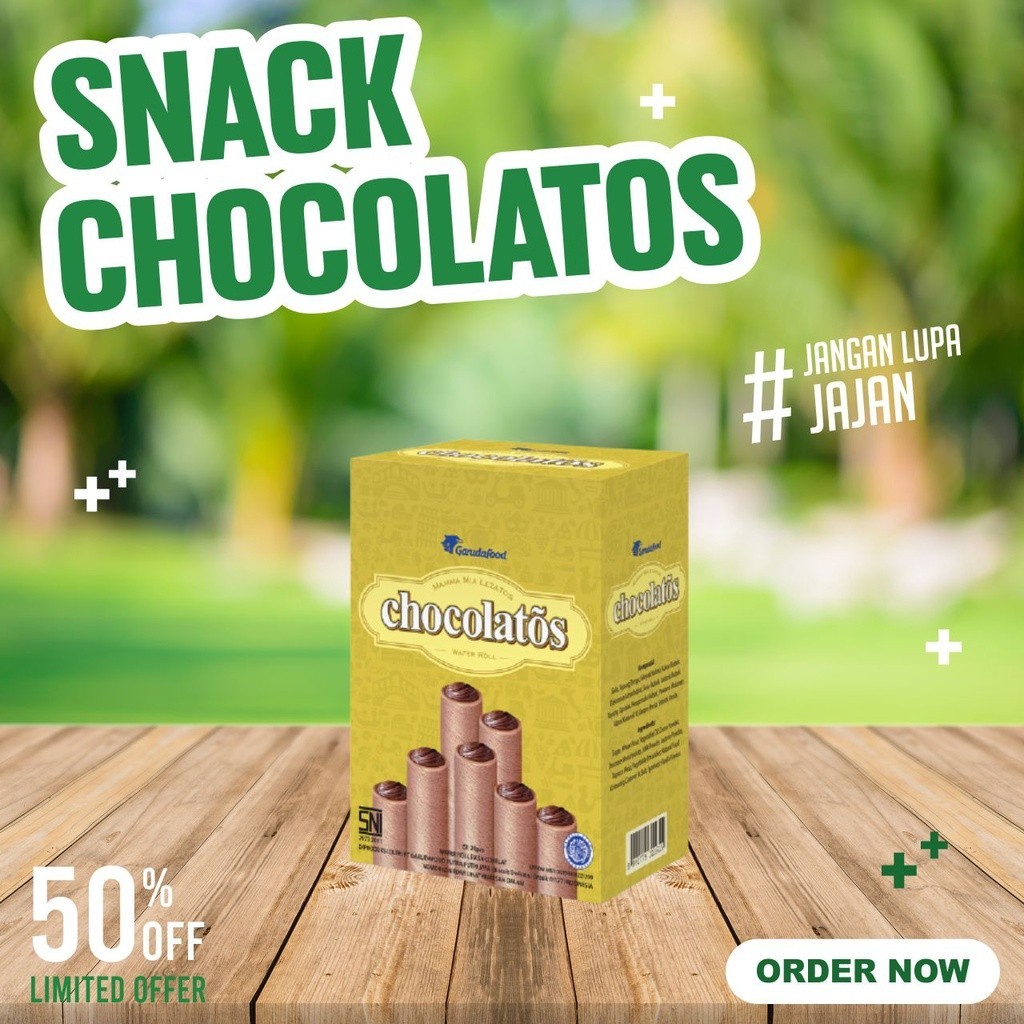

Chocolatos Wafer Roll 1 Box - 24 Pcs Dus Pak - Stick Coklat Murah Garuda Food