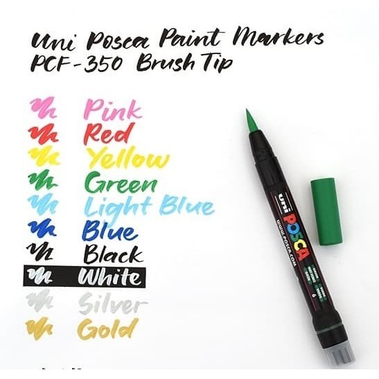 

Uni Posca Paint Marker PCF-350 - Black - Brush Tip - Biru