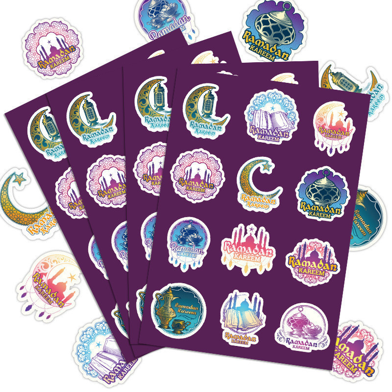 

DELIN 48PCS STICKER PREMIUM BULAT LOGO RAMADAN IDUL FITRI EID MUBARAK STICKER SET