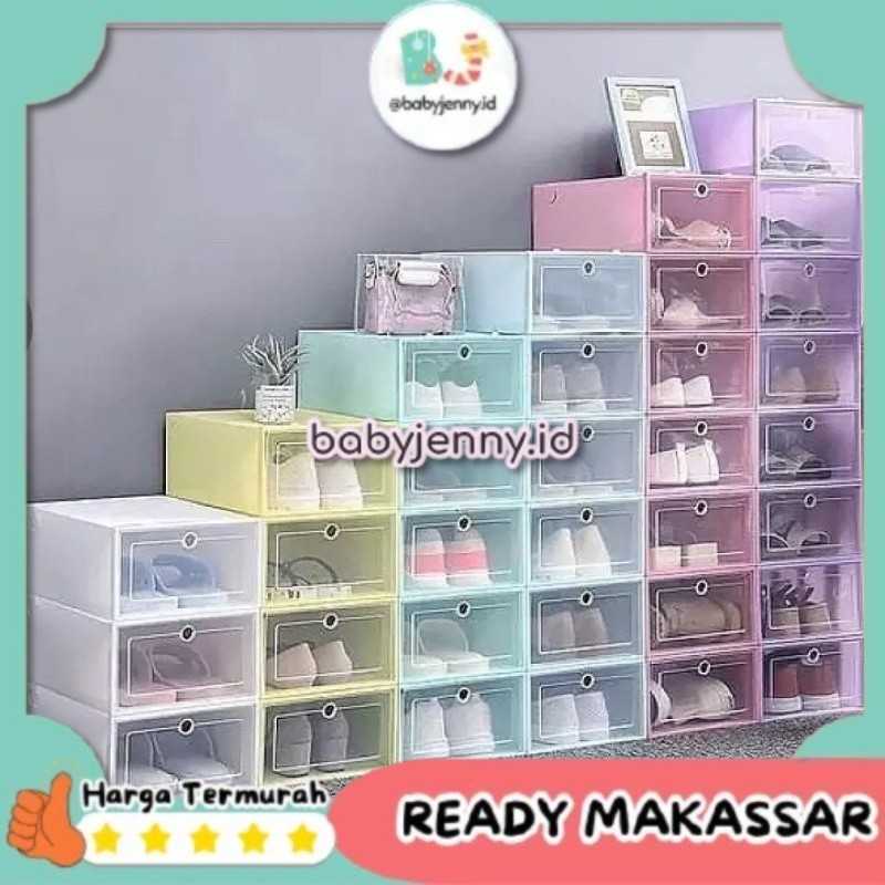 [babyjenny.id] J110 Kotak Sepatu Lipat Transparan Tebal Shoes Storage Box Organizer Rak Sepatu Plast