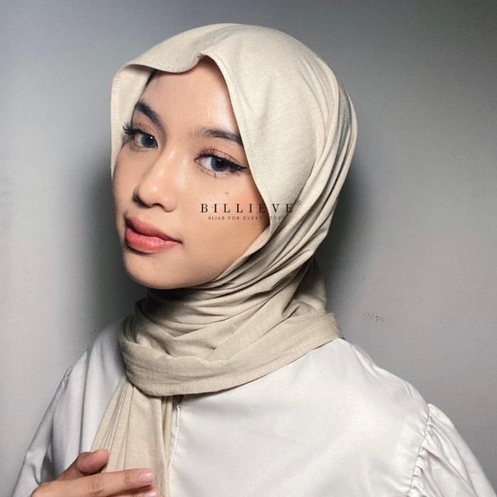 jin PASHMINA KAOS BILLIEVE | PASHMINA RAYON | HIJAB RAYON PREMIUM - Taupe