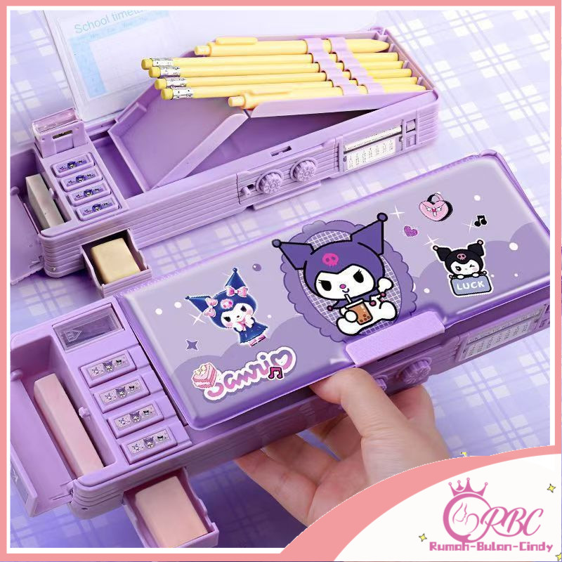 

[Penjual Lokal] Sanrio Kuromi Tas Pensil Sekolah Dasar SMP Kotak Alat Tulis Kotak Pensil Kartun Lucu Kapasitas Besar Versi Korea Pencil Case