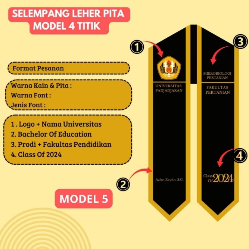 ( BISA 1 HARI JADI) SELEMPANG WISUDA - SELEMPANG LEHER - TERMURAH Selempang Wisuda