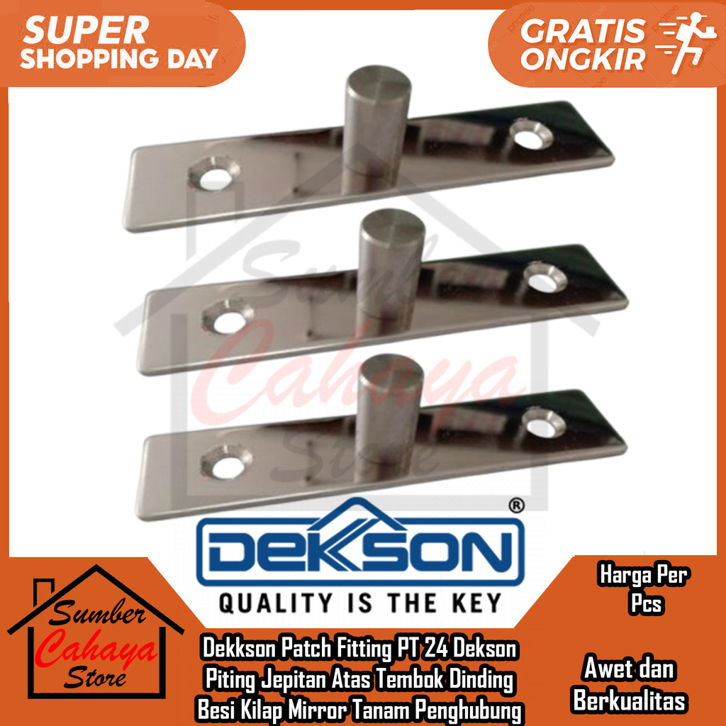Dekkson Patch Fitting PT 24 Top Fiting Pintu Kaca PT24 Dekson Piting Pitting Jepitan Atas Tembok Din