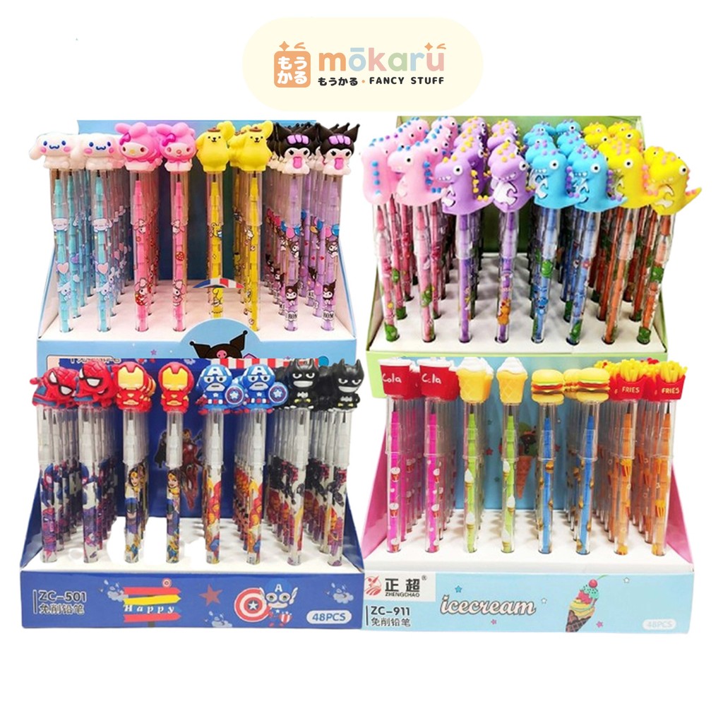 

Fancy Pencil Bensia - Pensil Susun Sambung Karakter SANRIO / DINO / HERO / FOOD SATUAN Murah