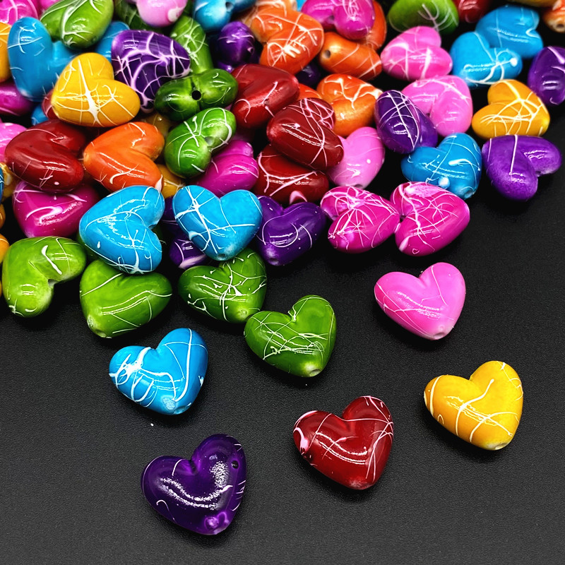 

15x17mm Mixing Color Love Heart Shape Acrylic Beads Loose Spacer for Jewelry Making Pendant Earrings Bracelet DIY