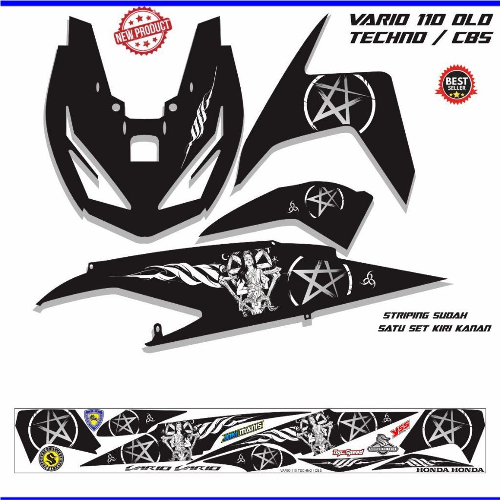MOTIF STICKER MOTOR VARIO TECHNO OLD 110 /STIKER VARIO 110cc LAMA CARBU TECHNO STRIPING MOTOR