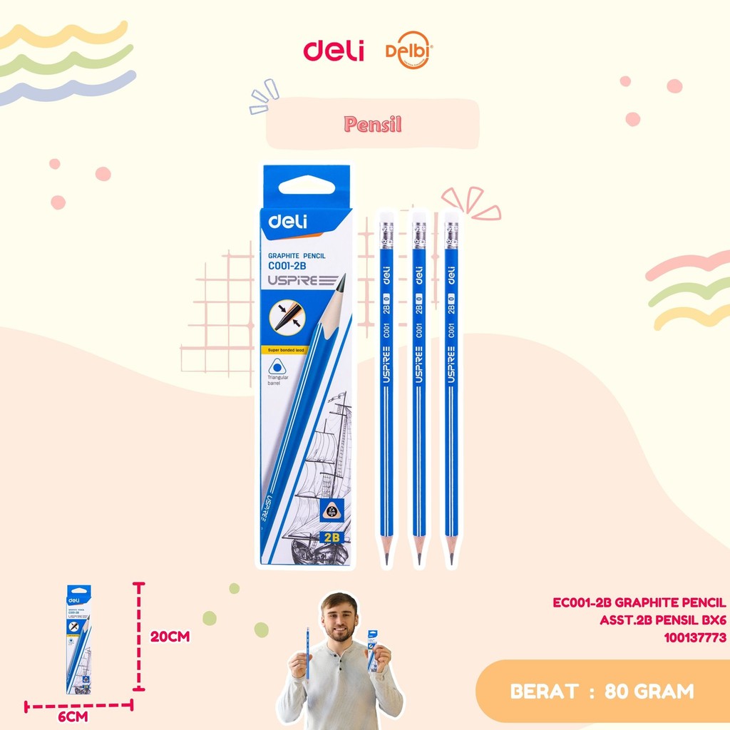 

DELI C001-2B 2B PENSIL GRAPHITE PENCIL DELI EC001-2B GRAPHITE PENCIL ASST.2B PENSIL