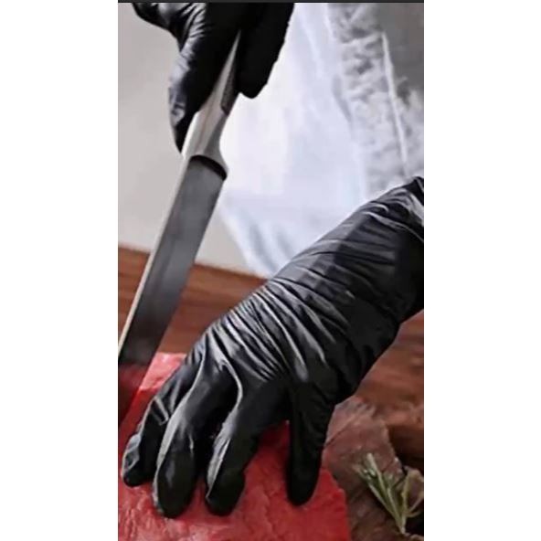 SARUNG TANGAN KARET Sarung tangan hitam foodgrade elastis powderfree chef restaurant cafe Restoran K