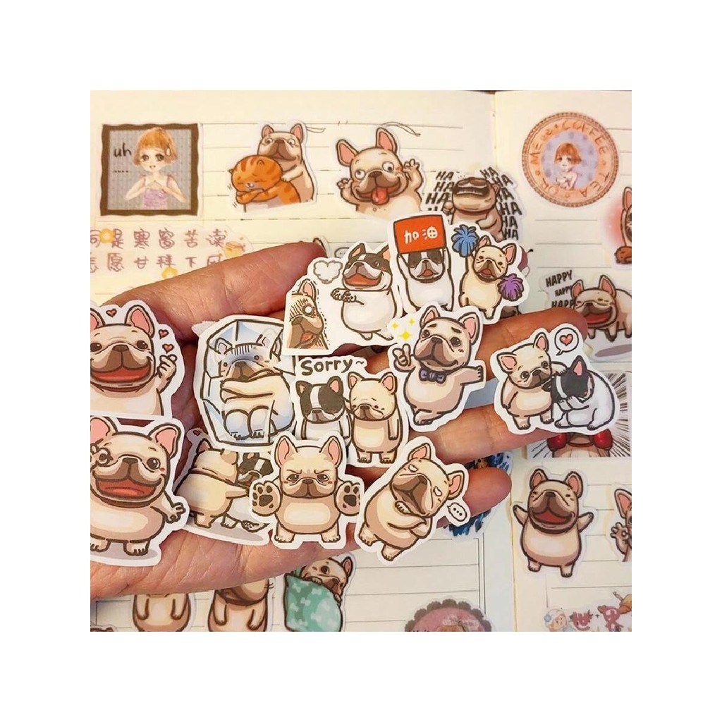 

Cute French Bulldog Sticker, Expression Pack Sticker, Student Reward, Album Water Cup Decoration, Journal Material