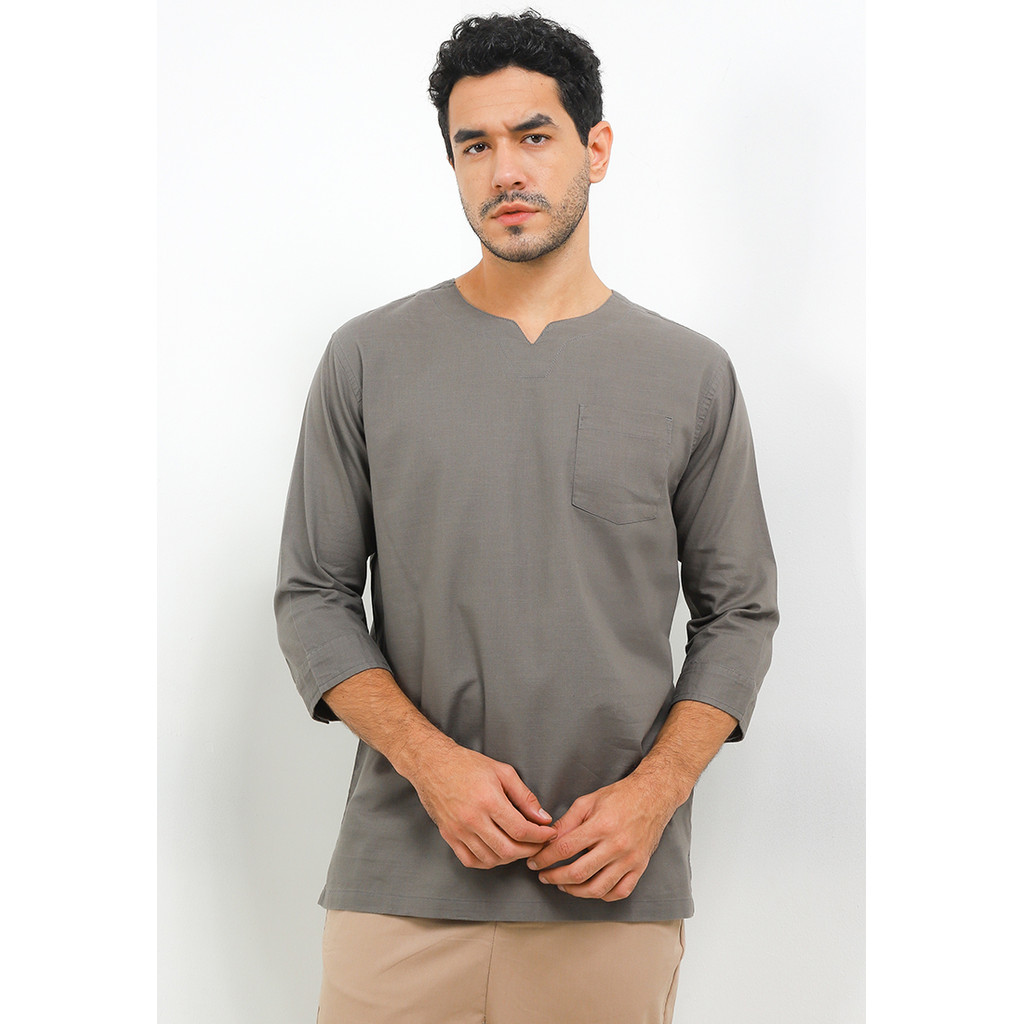 X EIGHT Vince T-Shirts - Kemeja Koko Dobby Slub Lengan 3/4