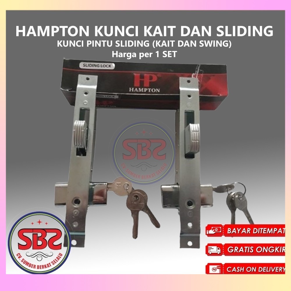 HAMPTON KUNCI PINTU ALUMUNIUM SLIDING MODEL KAIT DAN SWING