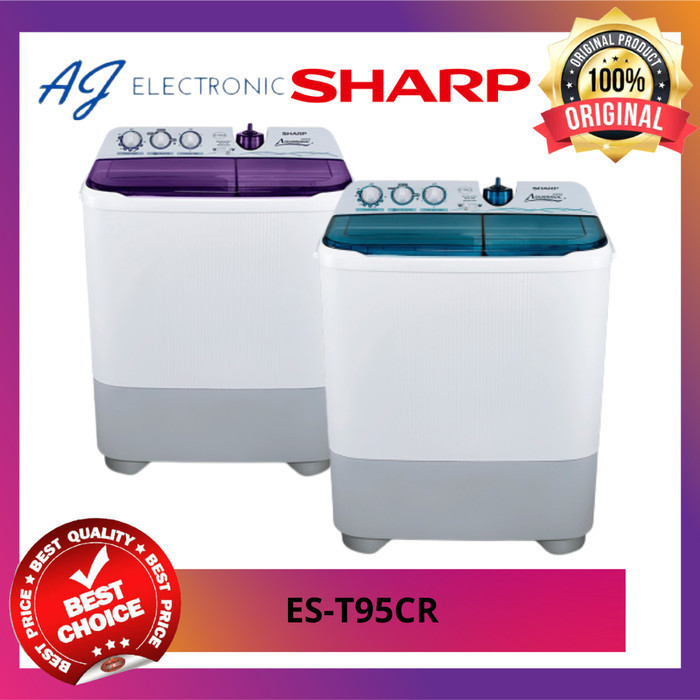 MESIN CUCI SHARP ES-T95CR / EST95CR / ES-T95 , 2 TABUNG 9 KG