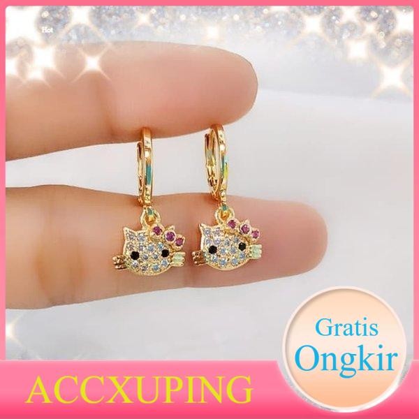 ANTING TITANIUM anting anak perempuan gandul hello kitty bahan titanium Earrings