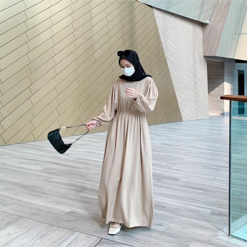 KHODIJAH  Maxi Fashion Muslim Gamis OOTD Casual Remaja Kekinian Gamis Polos Dewasa Terbaru Modern