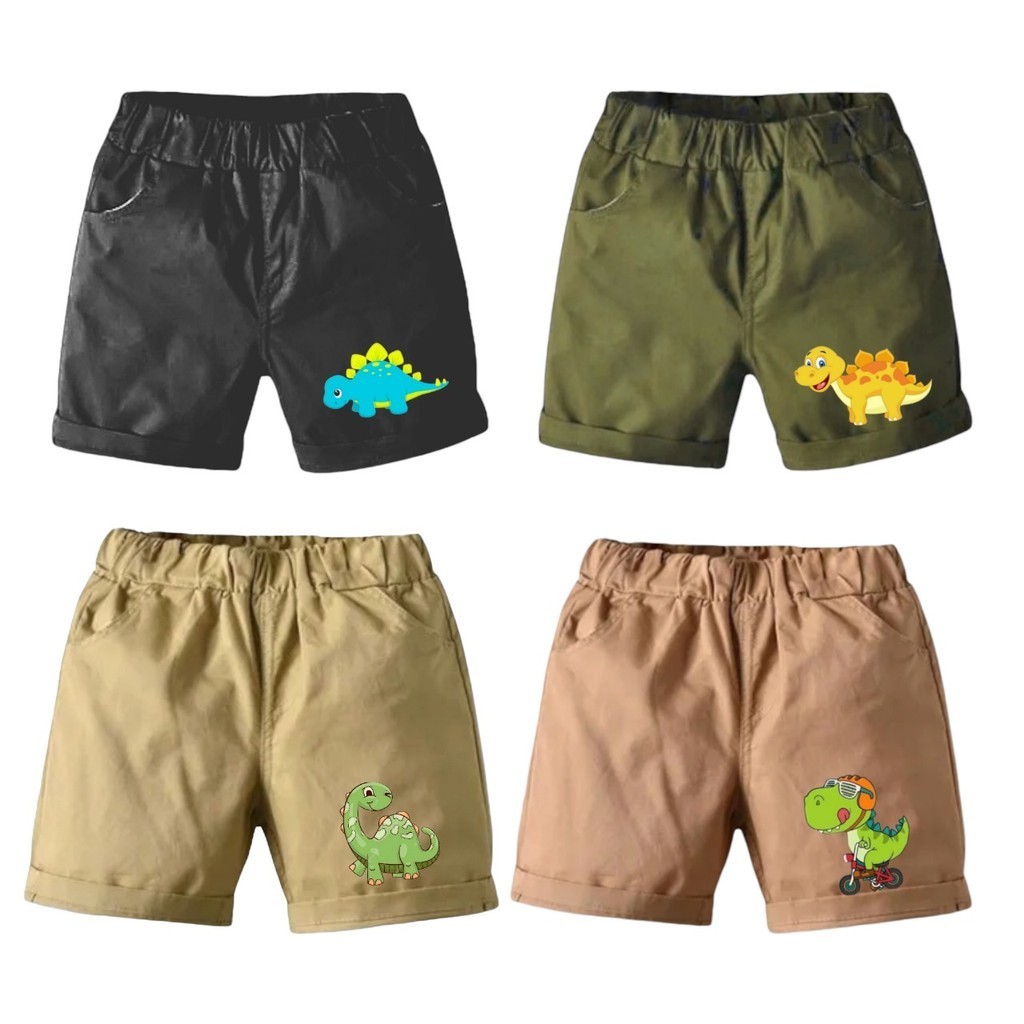 M-VIN Celana Pendek Anak Laki-laki Karakter DINO / Celana Pendek Chino Anak Laki-laki motif dinosaur