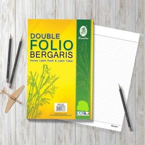 

Kertas Double Folio Bergaris Bamboo / 100 Lembar