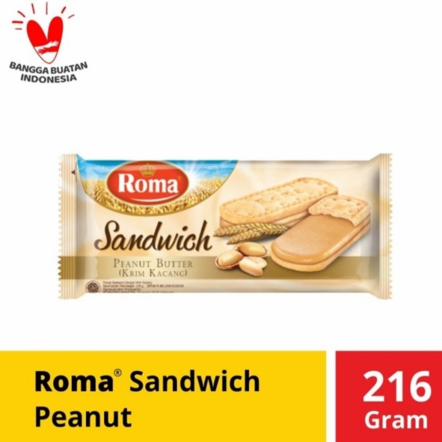 

roma sandwich peanut 216gr / roma sandwich kacang 216gr