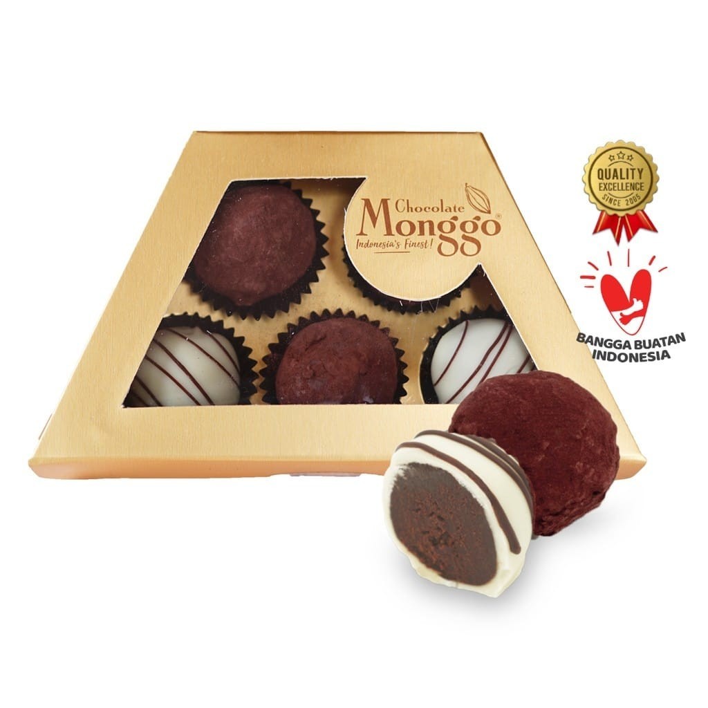 

Chocolate Monggo I Truffle Addicts Box 5pcs - Mix Dark Chocolate & White Coffee I Coklat Pralines I Cokelat Kopi