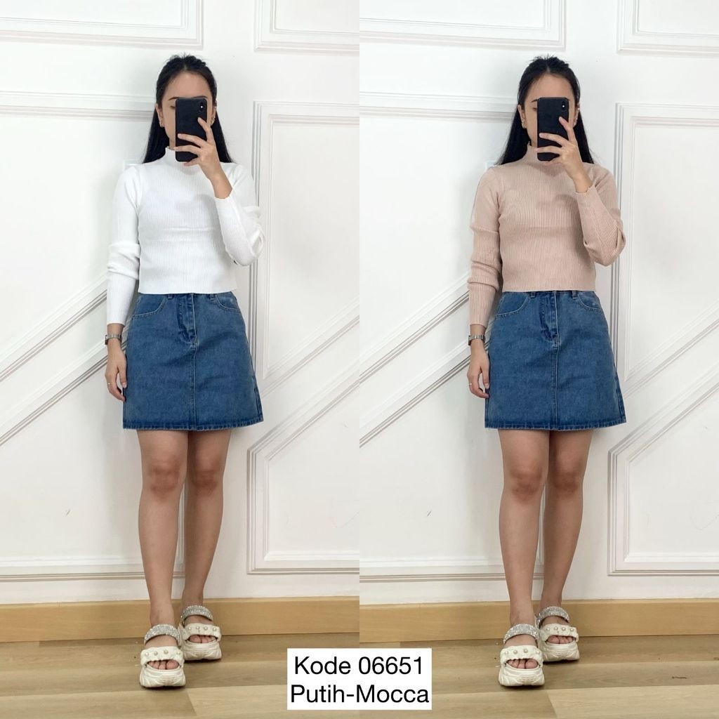 Blouse Knit Wanita I Blouse Rajut Import I Knit Blouse Korea I Blouse Mix Knit